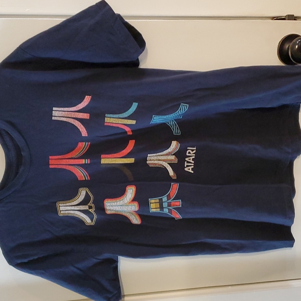 Hot Topic Navy Atari Retro Logo Short Sleeve Tee